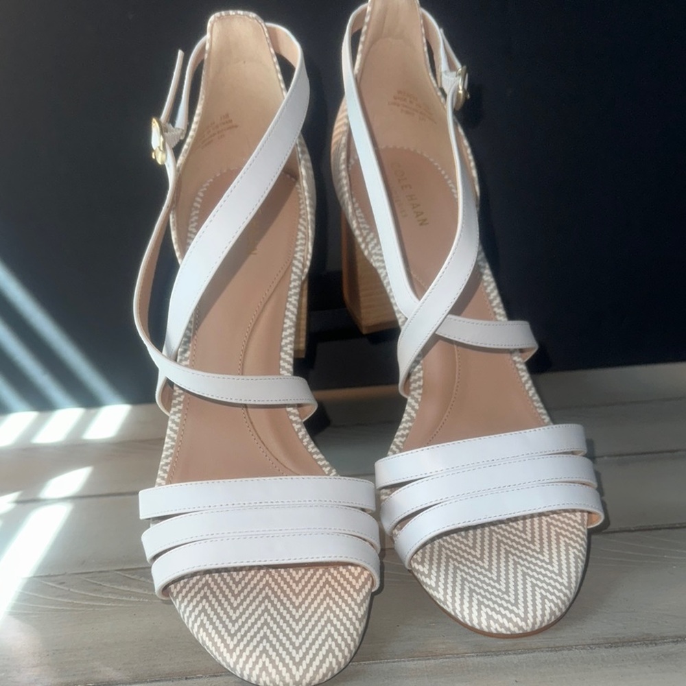 Cole Haan White‎ and Tan Strappy Sandals